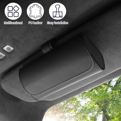 2 Pack Sunglasses Case for Car Sun Visor,Visor Sunglasses Holder with Magnetic Closure, Auto Eyeglasses Protective Storage Box,Sunglass Holders Glasses Case Leather for Car, Trucks,Vehicle ,SUV in Saudi Arabia