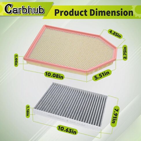 فلتر هواء المحرك والمقصورة Carbhub متوافق مع شاحن دودج تشالنجر 3.6L 5.7L 6.2L 6.4L 2011-2023 متوافق مع كرايسلر 300 2011-2023 استبدال 68071668AA 04861746AB in Kuwait
