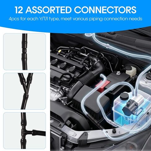 Windshield Washer Hose Repair Kit, 13 Ft Universal Washer Fluid Hose with 12 Connectors, Premium Durable Wiper Hose Fits Most Cars Trucks SUV in Saudi Arabia