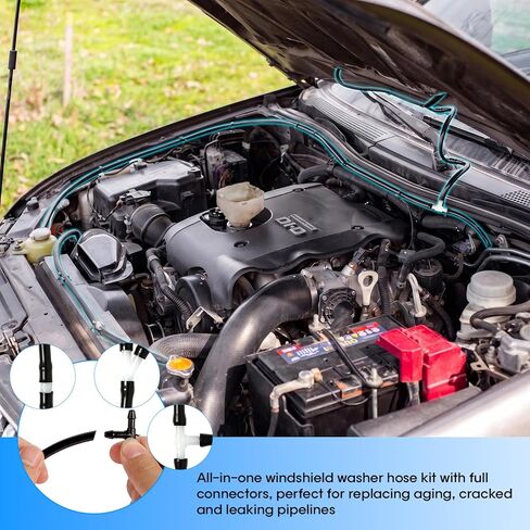 Windshield Washer Hose Repair Kit, 13 Ft Universal Washer Fluid Hose with 12 Connectors, Premium Durable Wiper Hose Fits Most Cars Trucks SUV in Saudi Arabia