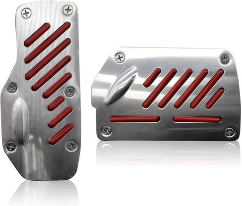 2 PCS Car Pedal Covers, Anti-slip Brake & Accelerator Pad, Alloy Anti-rust Foot Pedal Modification Cover, Replacement Kit for Most Automatic Transmission Cars SUVs (Red) in Kuwait