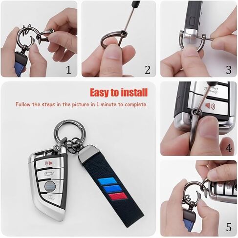 Car M 3 color Litchi grain leather keychain keyring in Kuwait
