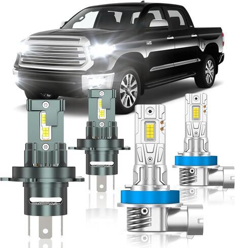 Fit for Toyota Tundra 2014-2021 Light Bulbs, High/Low Beam Fog Light Bulbs Combo, 800% Brightness, 6000K Cool White, Plug and Play, Pack of 4 in Saudi Arabia