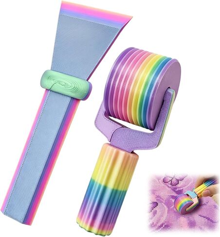 2 Pcs Diamond Art Roller with Aligning Scraper,Diamond Art Tools for Straightening & Flattening Diamonds,Detachable Design,Easy-Grip Handle,Essential DIY Kit for Rhinestone Embroidery in Saudi Arabia