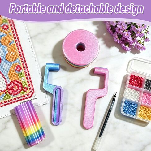 2 Pcs Diamond Art Roller with Aligning Scraper,Diamond Art Tools for Straightening & Flattening Diamonds,Detachable Design,Easy-Grip Handle,Essential DIY Kit for Rhinestone Embroidery in Saudi Arabia