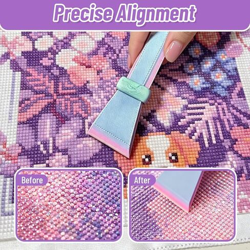 2 Pcs Diamond Art Roller with Aligning Scraper,Diamond Art Tools for Straightening & Flattening Diamonds,Detachable Design,Easy-Grip Handle,Essential DIY Kit for Rhinestone Embroidery in Saudi Arabia