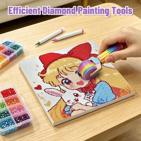 2 Pcs Diamond Art Roller with Aligning Scraper,Diamond Art Tools for Straightening & Flattening Diamonds,Detachable Design,Easy-Grip Handle,Essential DIY Kit for Rhinestone Embroidery in Saudi Arabia
