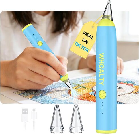 Electric Diamond Art Pen with 3-Level Vacuum Airlift Suction™ for Diamond Art Kits for Adults | No Wax Needed, Quiet & Lightweight Cordless Diamond Painting Tool for Diamond Art Accessories, Blue in Saudi Arabia