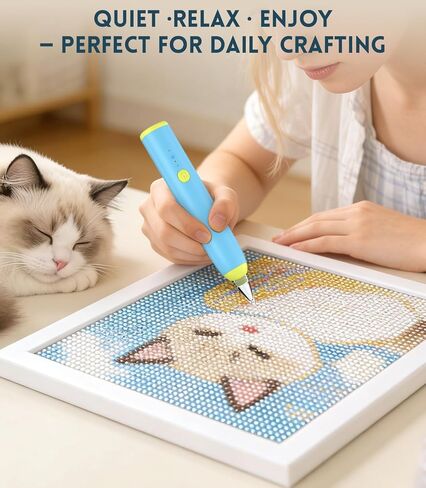 Electric Diamond Art Pen with 3-Level Vacuum Airlift Suction™ for Diamond Art Kits for Adults | No Wax Needed, Quiet & Lightweight Cordless Diamond Painting Tool for Diamond Art Accessories, Blue in Saudi Arabia