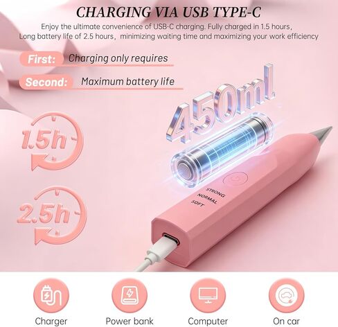 DZZ Electric Diamond Painting Pen,Cordless Diamond Art Vacuum Pen,Ergonomic Design,No Wax Needed, Rechargeable,3rd Gear Adjustable Suction Mode,Suitable for Adults and Children who Enjoy Crafts- Pink in Saudi Arabia