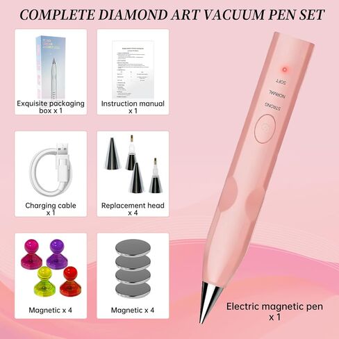 DZZ Electric Diamond Painting Pen,Cordless Diamond Art Vacuum Pen,Ergonomic Design,No Wax Needed, Rechargeable,3rd Gear Adjustable Suction Mode,Suitable for Adults and Children who Enjoy Crafts- Pink in Saudi Arabia
