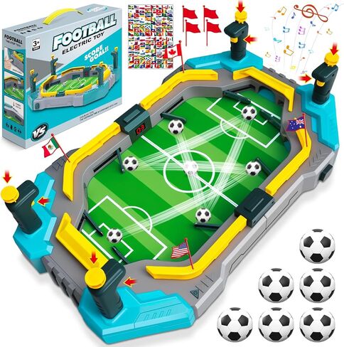 juman Mini Foosball Table for Kids,Soccer Board Game Toys with Electronic Scoreboard&Cheering Sound&128 Flag Stickers,Pinball Interactive Sports Game,Birthday for Ages 3 4 5 6 7 8-13 in Saudi Arabia