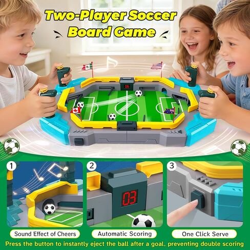 juman Mini Foosball Table for Kids,Soccer Board Game Toys with Electronic Scoreboard&Cheering Sound&128 Flag Stickers,Pinball Interactive Sports Game,Birthday for Ages 3 4 5 6 7 8-13 in Saudi Arabia