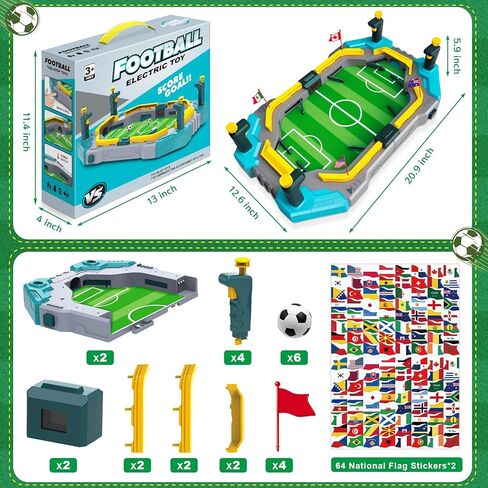 juman Mini Foosball Table for Kids,Soccer Board Game Toys with Electronic Scoreboard&Cheering Sound&128 Flag Stickers,Pinball Interactive Sports Game,Birthday for Ages 3 4 5 6 7 8-13 in Saudi Arabia