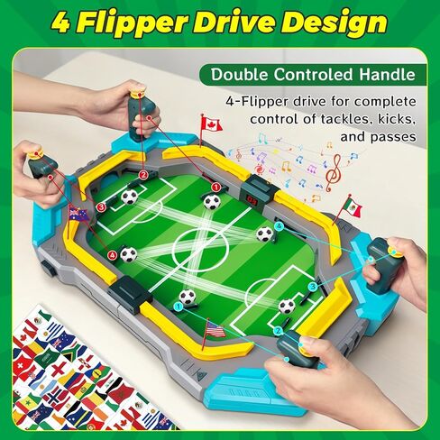 juman Mini Foosball Table for Kids,Soccer Board Game Toys with Electronic Scoreboard&Cheering Sound&128 Flag Stickers,Pinball Interactive Sports Game,Birthday for Ages 3 4 5 6 7 8-13 in Saudi Arabia