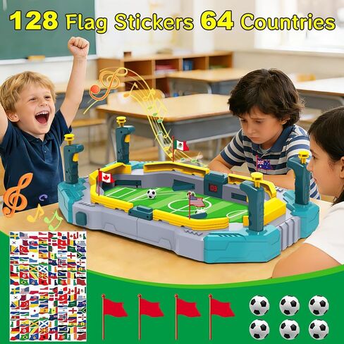 juman Mini Foosball Table for Kids,Soccer Board Game Toys with Electronic Scoreboard&Cheering Sound&128 Flag Stickers,Pinball Interactive Sports Game,Birthday for Ages 3 4 5 6 7 8-13 in Saudi Arabia