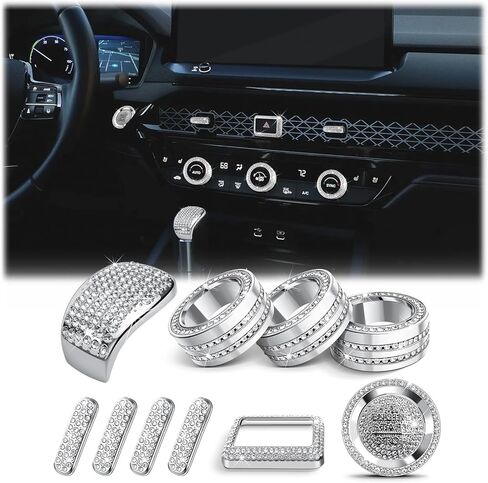 11PCS Crystal Knob Cover Trim Set - Zinc Alloy Rhinestone Interior Bling Accessories, Stylish Control Knob Caps Compatible with 2023-2025 2026 Honda Accord & Accord Hybrid in Saudi Arabia