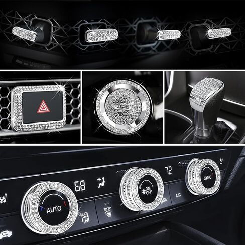 11PCS Crystal Knob Cover Trim Set - Zinc Alloy Rhinestone Interior Bling Accessories, Stylish Control Knob Caps Compatible with 2023-2025 2026 Honda Accord & Accord Hybrid in Saudi Arabia