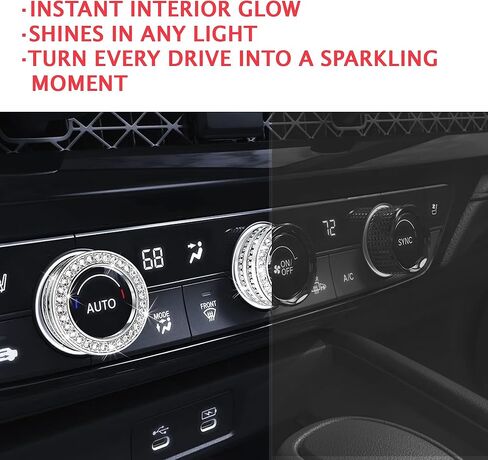 11PCS Crystal Knob Cover Trim Set - Zinc Alloy Rhinestone Interior Bling Accessories, Stylish Control Knob Caps Compatible with 2023-2025 2026 Honda Accord & Accord Hybrid in Saudi Arabia