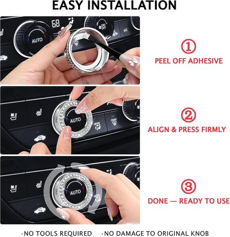 11PCS Crystal Knob Cover Trim Set - Zinc Alloy Rhinestone Interior Bling Accessories, Stylish Control Knob Caps Compatible with 2023-2025 2026 Honda Accord & Accord Hybrid in Saudi Arabia