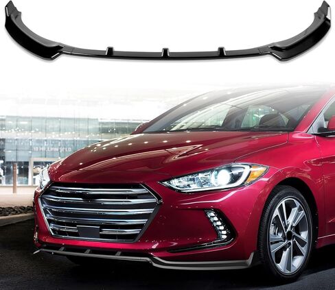 حافة المصد الأمامي متوافقة مع 2017-2020 لسيارة Hyundai Elantra Sedan Eco 2016-2020 لسيارة Hyundai Elantra Sedan Limited/SE/Sport/Value Edition 16-18 لسيارة Elantra Sedan GL/L شفة أمامية سوداء لامعة in Kuwait