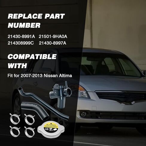 Upper Radiator Coolant Filler Neck and Water Outlet Flange Fit for 2007-2013 Nissan Altima Upper Radiator Coolant Hose Replace for 21501-9HA0A 21430-8991A 21430-8997A 214308999C in Kuwait