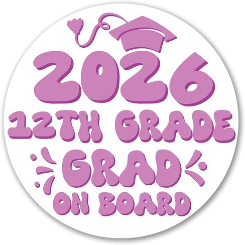 Magnet Me Up 5th Grade Graduation Magnet - 5" Round Class of 2026 Grad On Board Sign Gift, Car Magnet, White and Yellow - Full-Color UV Printed, Weatherproof, Made in The USA - Graduation Car Decor in Kuwait