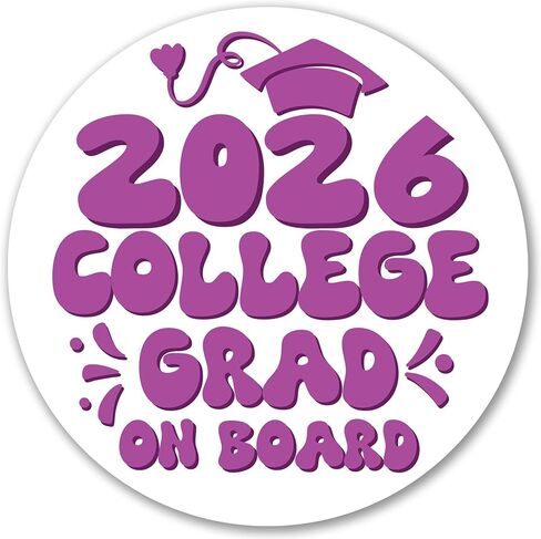 Magnet Me Up 5th Grade Graduation Magnet - 5" Round Class of 2026 Grad On Board Sign Gift, Car Magnet, White and Yellow - Full-Color UV Printed, Weatherproof, Made in The USA - Graduation Car Decor in Kuwait