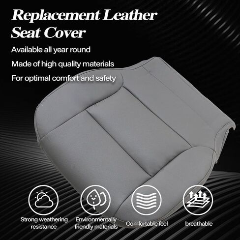 SecosAutoparts Driver or Passenger Side Bottom Leather Seat Cover Dark Ash Gray Compatible with Chevy Silverado 1500 2500HD 3500HD 2014-2025 GMC Sierra 2014-2019 in Kuwait