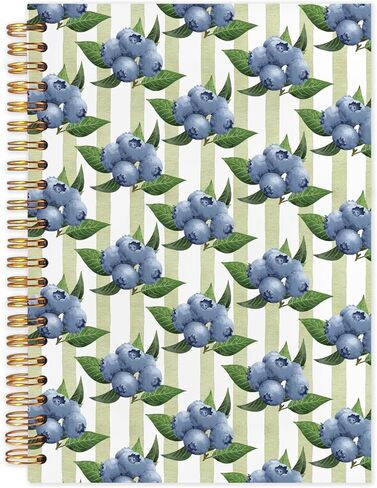 Blueberry Lemon Spiral Journal Notebook 5.5x8.3in, Fruit Lover Gifts, Cottagecore Fruit Botanical Journal for Women, Blue and Yellow Aesthetic Notebooks for Note Taking, Hardcover Notebook in Saudi Arabia