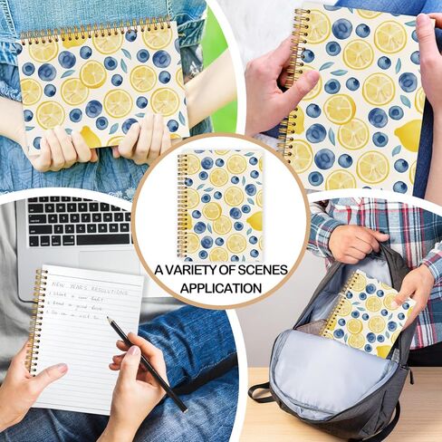 Blueberry Lemon Spiral Journal Notebook 5.5x8.3in, Fruit Lover Gifts, Cottagecore Fruit Botanical Journal for Women, Blue and Yellow Aesthetic Notebooks for Note Taking, Hardcover Notebook in Kuwait