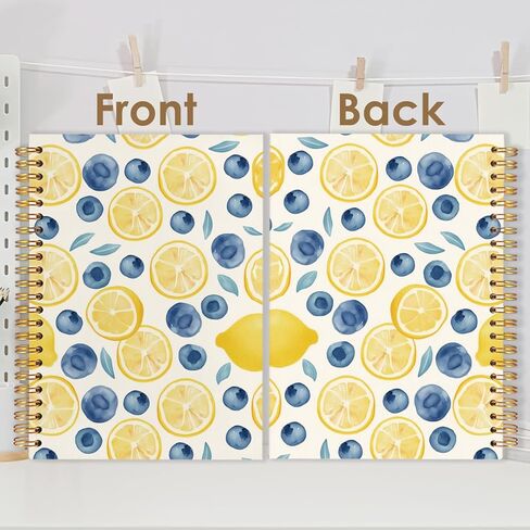 Blueberry Lemon Spiral Journal Notebook 5.5x8.3in, Fruit Lover Gifts, Cottagecore Fruit Botanical Journal for Women, Blue and Yellow Aesthetic Notebooks for Note Taking, Hardcover Notebook in Kuwait
