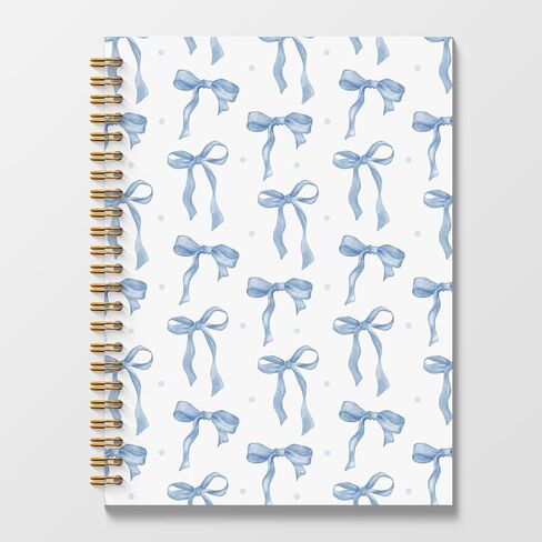 Blue Coquette Bow Spiral Journal Notebook 5.5x8.3, Preppy Spiral Journal Notebooks for School, Coquette Preppy School Supplies Notebooks, Blue Bow Journal for Women in Saudi Arabia
