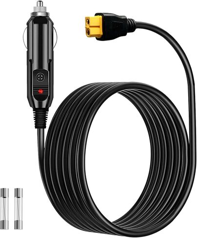 12V/24V XT60 Connector Car Charging Cable Compatible with Ecoflow Delta/River, Bluetti EB55, Anker 757/767, Portable Power Station and Solar Generators (with 2 Fuses) in Saudi Arabia