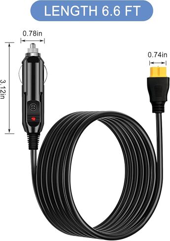 12V/24V XT60 Connector Car Charging Cable Compatible with Ecoflow Delta/River, Bluetti EB55, Anker 757/767, Portable Power Station and Solar Generators (with 2 Fuses) in Saudi Arabia