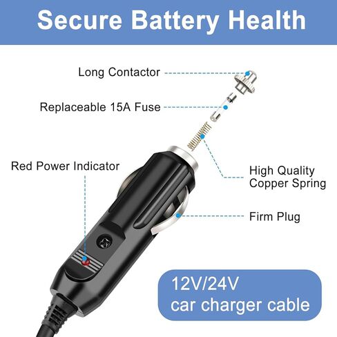 12V/24V XT60 Connector Car Charging Cable Compatible with Ecoflow Delta/River, Bluetti EB55, Anker 757/767, Portable Power Station and Solar Generators (with 2 Fuses) in Saudi Arabia
