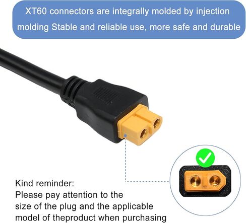 12V/24V XT60 Connector Car Charging Cable Compatible with Ecoflow Delta/River, Bluetti EB55, Anker 757/767, Portable Power Station and Solar Generators (with 2 Fuses) in Saudi Arabia