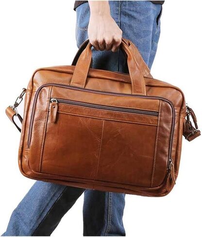 Business BriefcaseHandbag, Stylish Vintage Leather for Men 15.6 inch Laptop Messenger Bag in Saudi Arabia