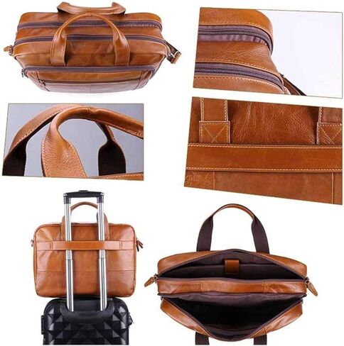 Business BriefcaseHandbag, Stylish Vintage Leather for Men 15.6 inch Laptop Messenger Bag in Saudi Arabia