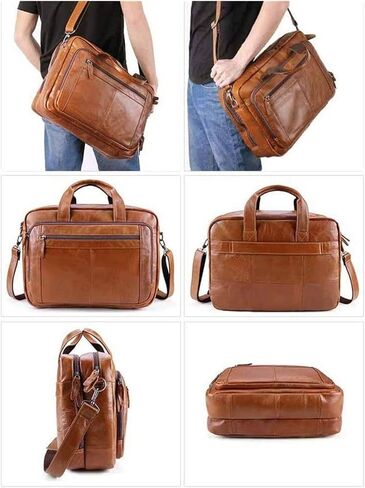 Business BriefcaseHandbag, Stylish Vintage Leather for Men 15.6 inch Laptop Messenger Bag in Saudi Arabia