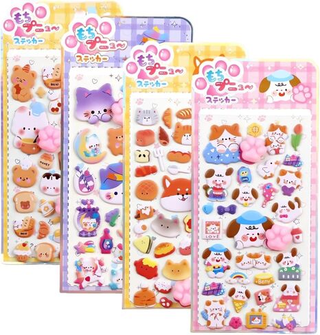 Cute Puffy Stickers, Kawaii 3D Bubble Foam Sticker, Puff Squishies Bear Bunny Sticker for Phone Case Notebook DIY (Pink) in Saudi Arabia