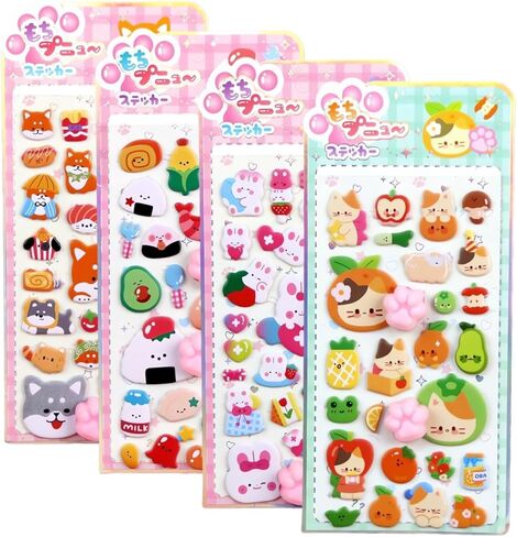 Cute Puffy Stickers, Kawaii 3D Bubble Foam Sticker, Puff Squishies Bear Bunny Sticker for Phone Case Notebook DIY (Pink) in Saudi Arabia