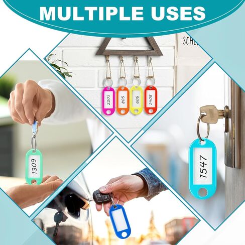 Liliaafar 500 Pack Plastic Key Tags with Ring and Label Window, 10 Assorted Colors Key Chain ID Tags for Suitcases Plastic Backpack Book Bag Baggage in Kuwait