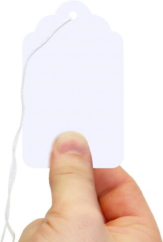 SmartSign White Price Tags with Pre-Strung Loop Strings - Pack of 1000 Marking Tags, Size-9, 12pt Thick Blank Merchandise Tags, 3.25" x 2" Jewelry Tags in Saudi Arabia