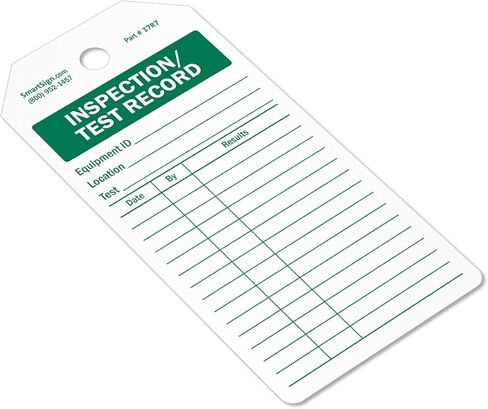 SmartSign 100 حزمة من علامات الفحص/الاختبار، علامات كتابة على الوجهين في صندوق توزيع، شبكة فارغة وحقول للمعدات/تفاصيل الفحص، 6.25 بوصة × 3 بوصة، 10 مل من البلاستيك، مقاوم للماء، أخضر وأبيض in Kuwait