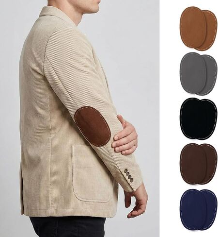 2Pcs Elbow Patches for Jackets and Sweaters, Sew-On Faux Suede Fabric Repair Patches, Oval Fabric Knee Patches for Men's Coats, Shirts, and Pants Restoration (Black) in Saudi Arabia