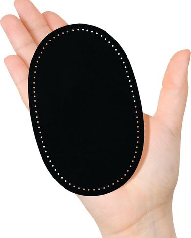 2Pcs Elbow Patches for Jackets and Sweaters, Sew-On Faux Suede Fabric Repair Patches, Oval Fabric Knee Patches for Men's Coats, Shirts, and Pants Restoration (Black) in Saudi Arabia