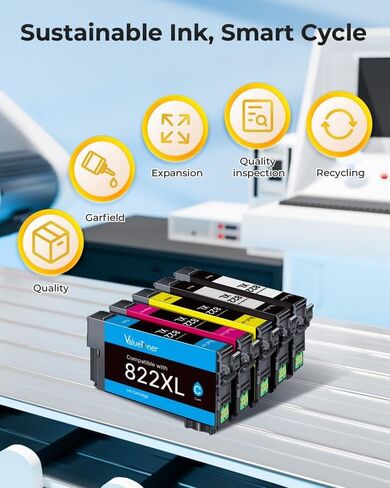 تم إعادة تصنيعها لاستبدال خراطيش الحبر 822XL لخراطيش الحبر Epson 822XL لطابعة Epson WF-3820 Ink Workforce Pro WF-4820 WF-4830 WF-3823 WF-4833 WF-4834 (2 أسود، 1 × أرجواني سماوي أصفر) in Kuwait