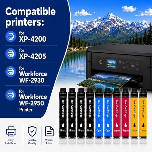 معاد تصنيعها من أجل Epson 232XL مجموعة خراطيش الحبر لـ 232 XL لطابعة Epson XP-4200 XP-4205 Workforce WF-2930 WF-2950، 10 عبوات 4 أسود 2 سماوي 2 أرجواني 2 أصفر in Kuwait