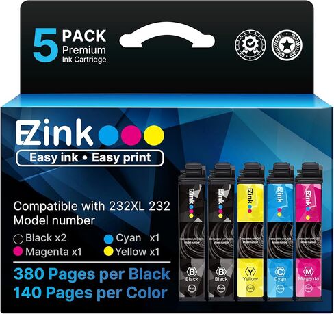 استبدال خرطوشة الحبر المعاد تصنيعها من E-Z لمجموعة خراطيش الحبر 232XL XP-4200 لطابعة Epson XP-4205 XP-4200 WF-2930 WF-2950 (2 أسود، 1 سماوي، 1 أرجواني، 1 أصفر) in Kuwait